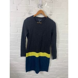 Cynthia Rowley Women's Merino Wool Colorblock Sweater Dress Long Sleeve Size S